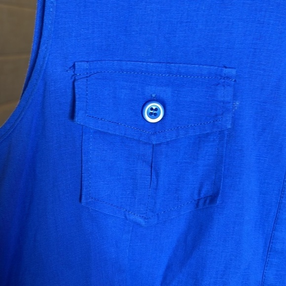 Sandro Lavender Linen Blend Sleeveless Top Pleated Peplum Self Tie Belt Size XL - Picture 2 of 8